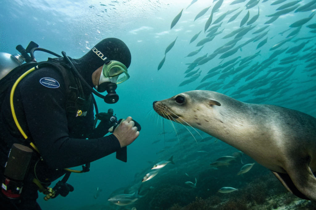 Un plongeur nouant un lien rare avec un phoque joueur