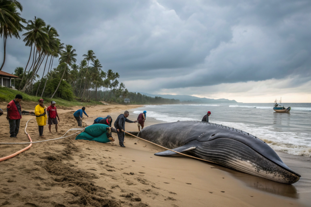 Une baleine échouée sauvée par des pêcheurs