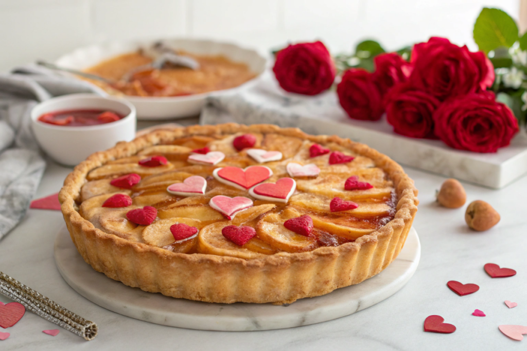 Une tarte aux pommes Saint-Valentin