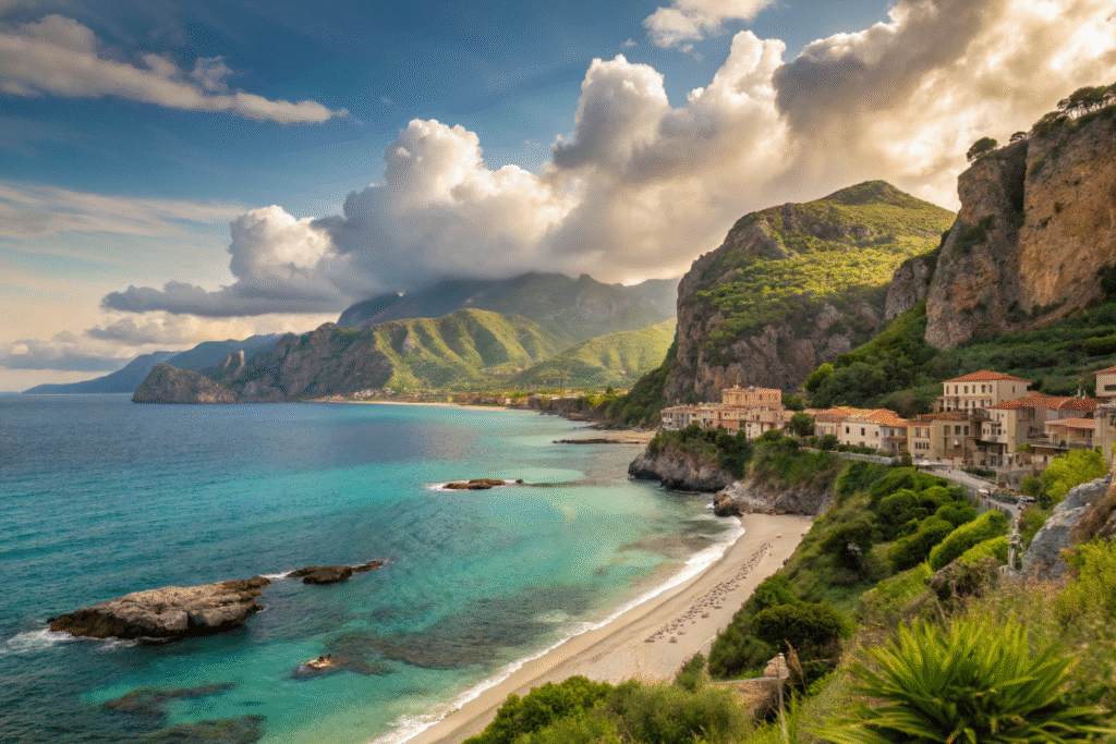 Vue côtière de la Sicile