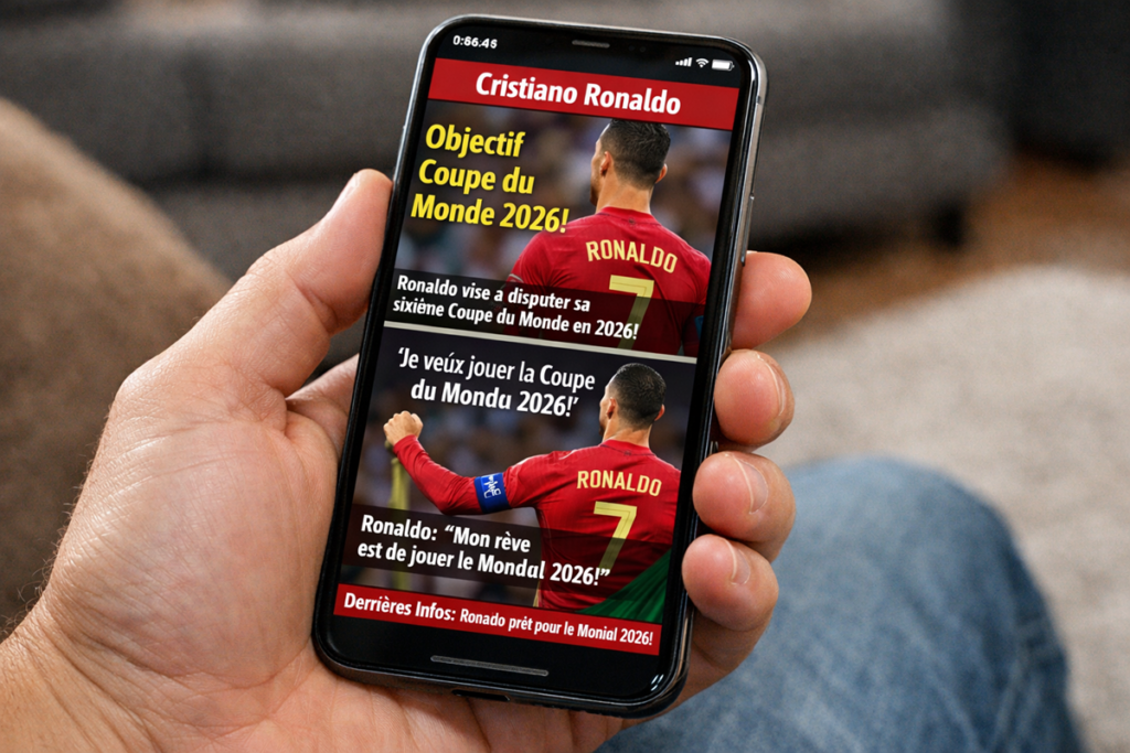 News de Cristiano Ronaldo sur un smartphone