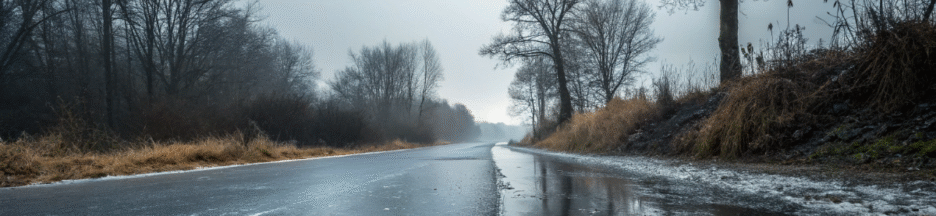 de la glace noire sur la route
