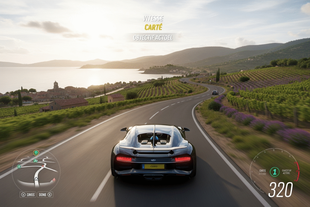 Gameplay d’un jeu de Vitesse comme Forza Horizon 6