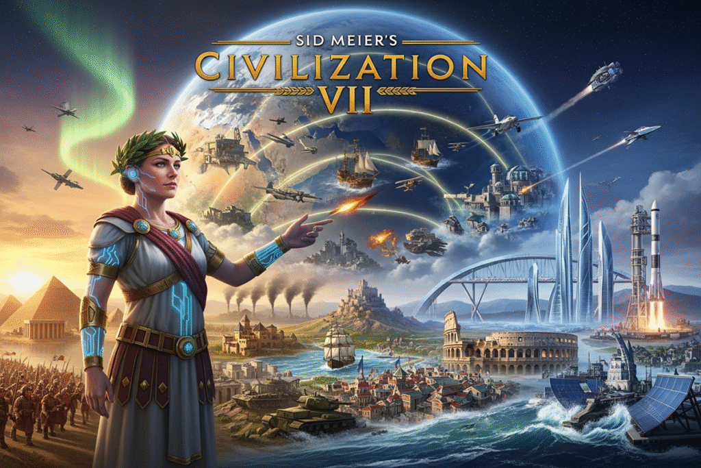 Affiche d’un jeu de stratégie similaire à Sid Meier’s Civilization