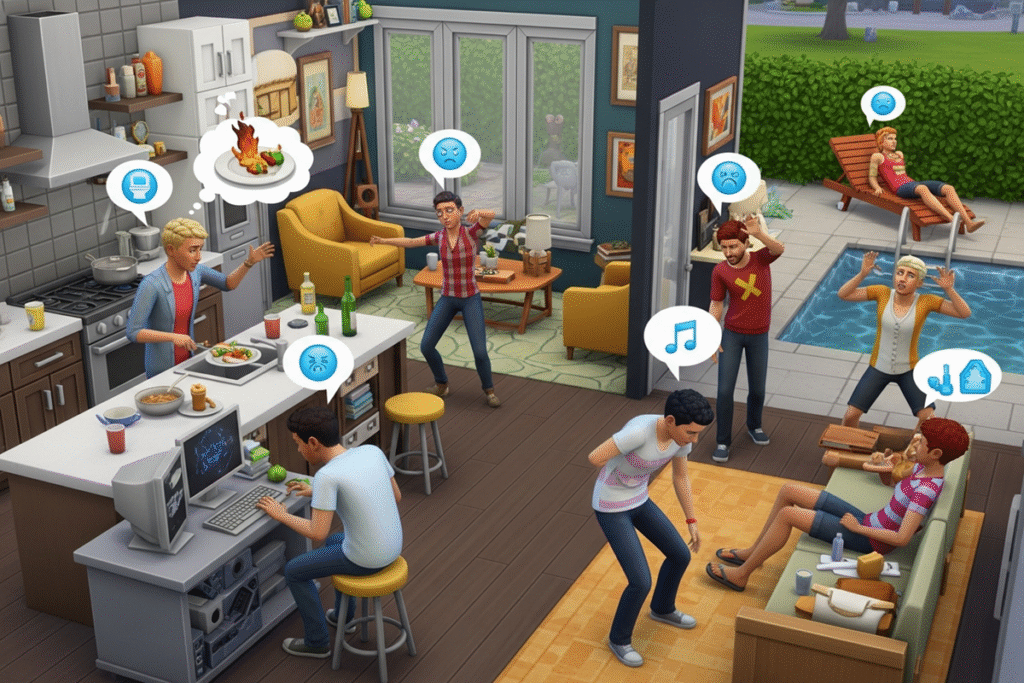 Gameplay d’un jeu de simulation de vie comme Les Sims