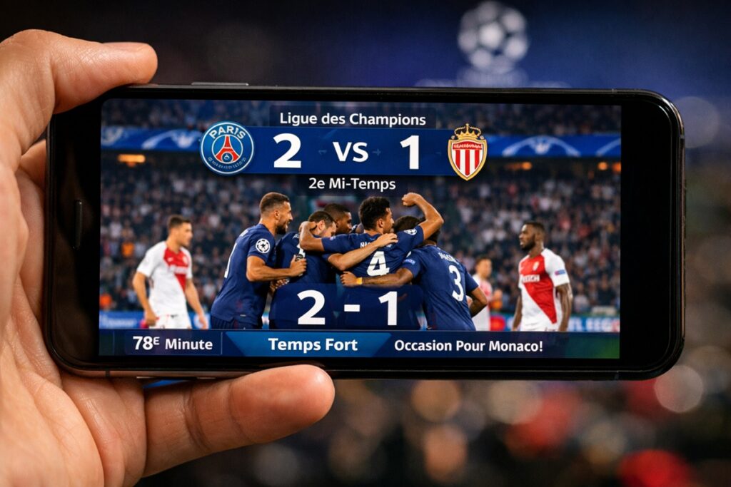 Match de Ligue des Champions sur un smartphone