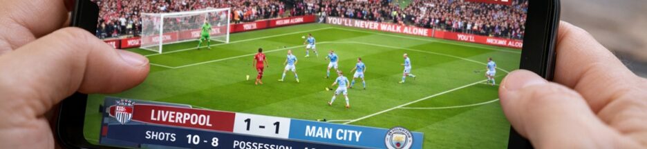 Match de Premier League sur un smartphone