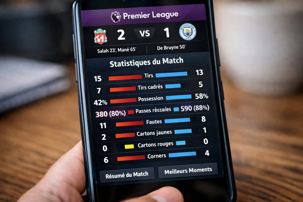 Match de football sur smartphone
