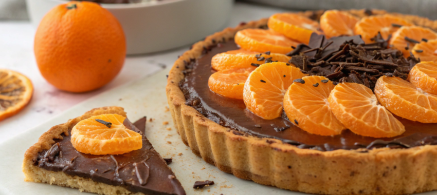 Tarte : l’alliance chocolat et clémentine