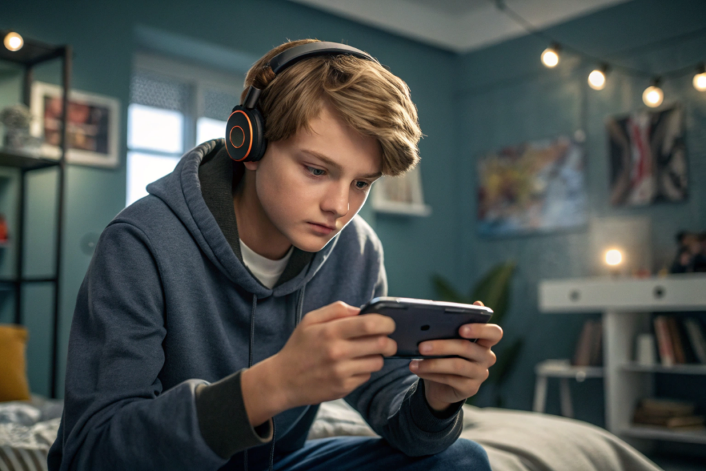 un adolescent qui utilise son smartphone