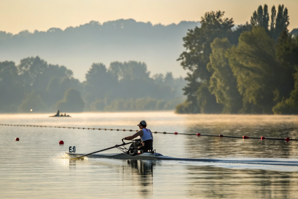 un athlète paralympique (rameur)
