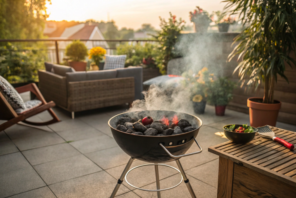un barbecue en préparation