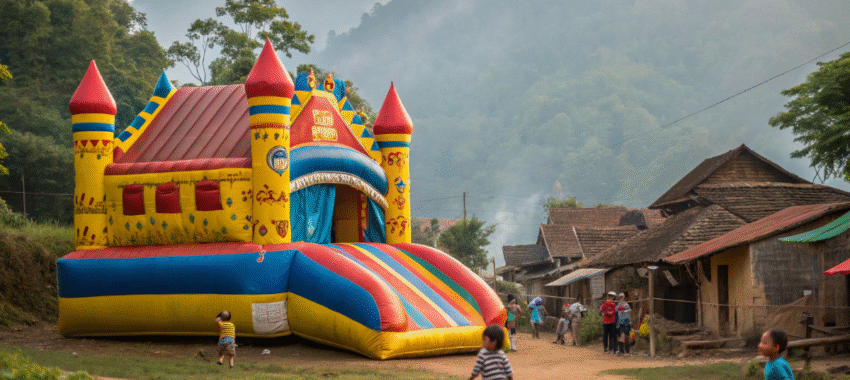 Château gonflable : scène insolite qui fait le buzz au Laos