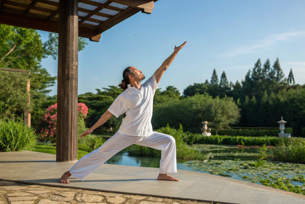 un homme qui fait du yoga danse