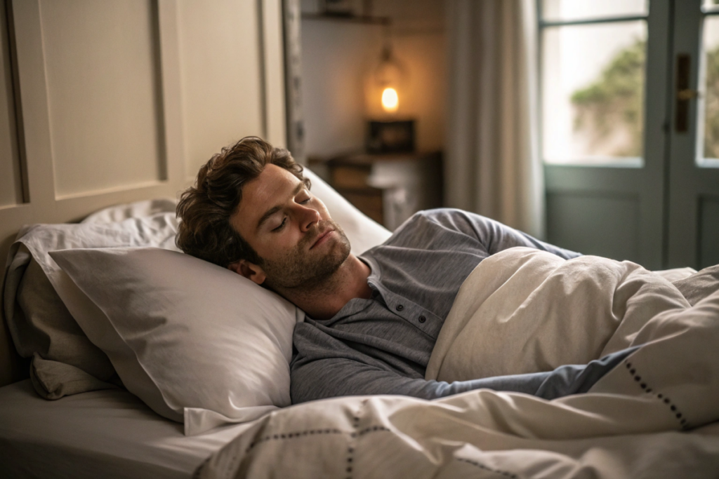 un homme qui fait un bon sommeil