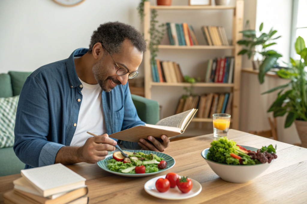 un homme qui prend soin de sa santé cérébrale grâce à une alimentation saine