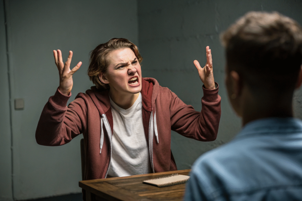 un jeune homme qui dit des jurons