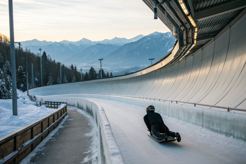 un pilote de skeleton