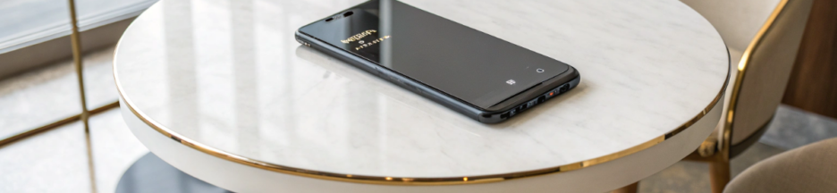 un téléphone portable posé sur une table