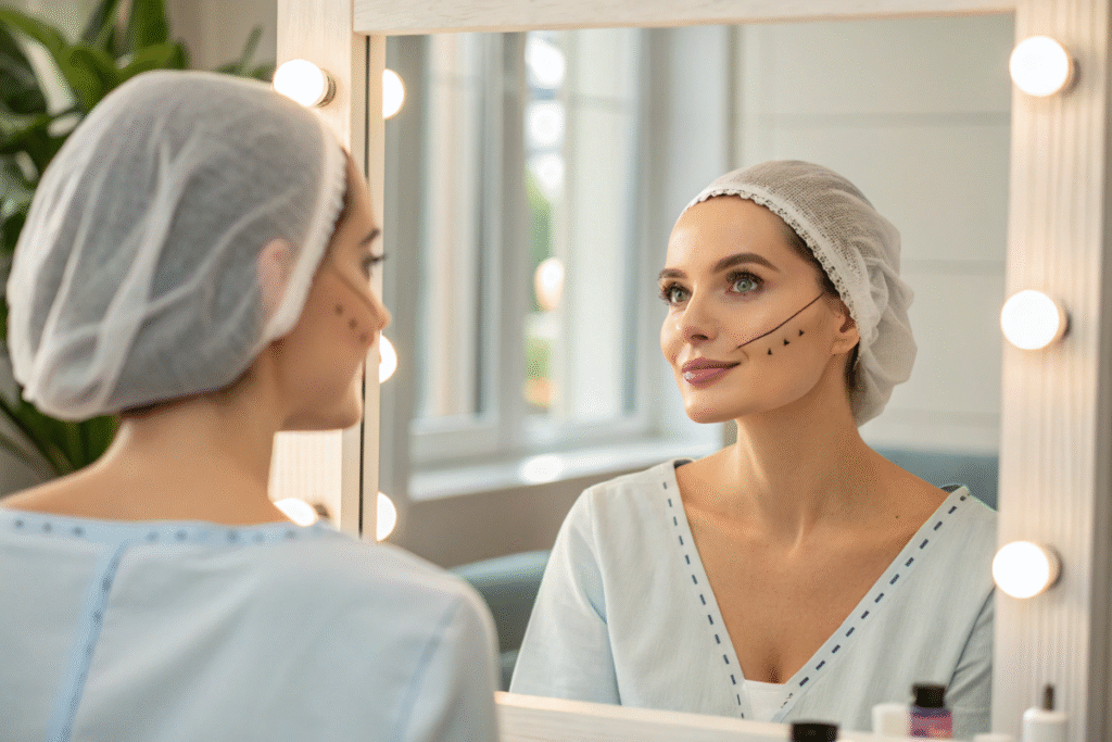 une femme ayant recours à la chirurgie esthétique