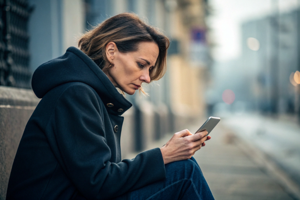 une femme qui est accro à son téléphone