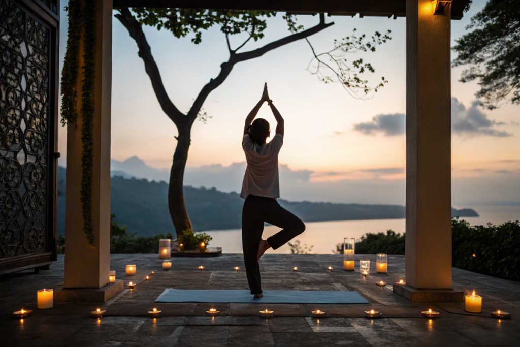 une personne qui fait du yoga