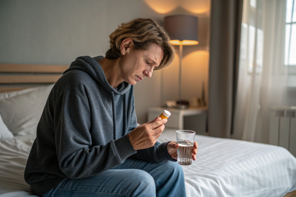 une personne qui prend des comprimés tels que l’oméprazole