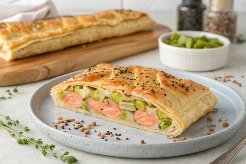 Un feuilleté saumon poireaux aux épices chefclub