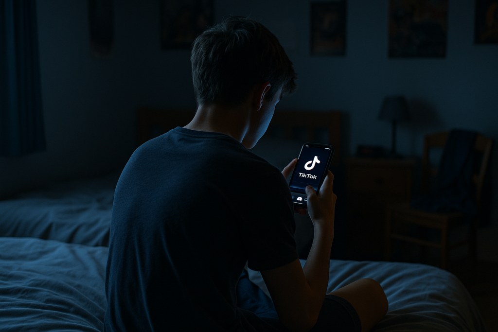 Adolescent utilisant TikTok sur son téléphone
