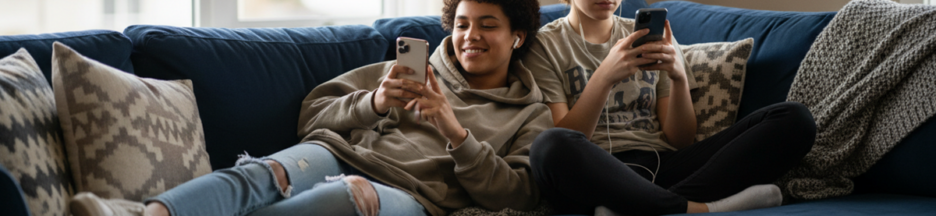 Deux adolescents sur leur smartphone