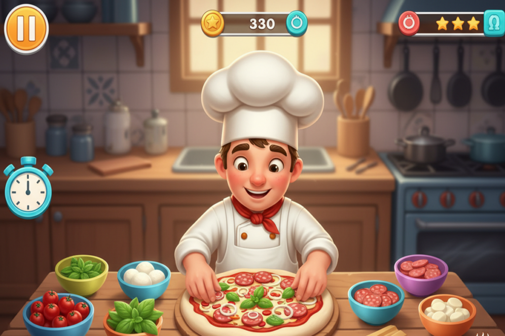 Gameplay d’un jeu de simulation de cuisine