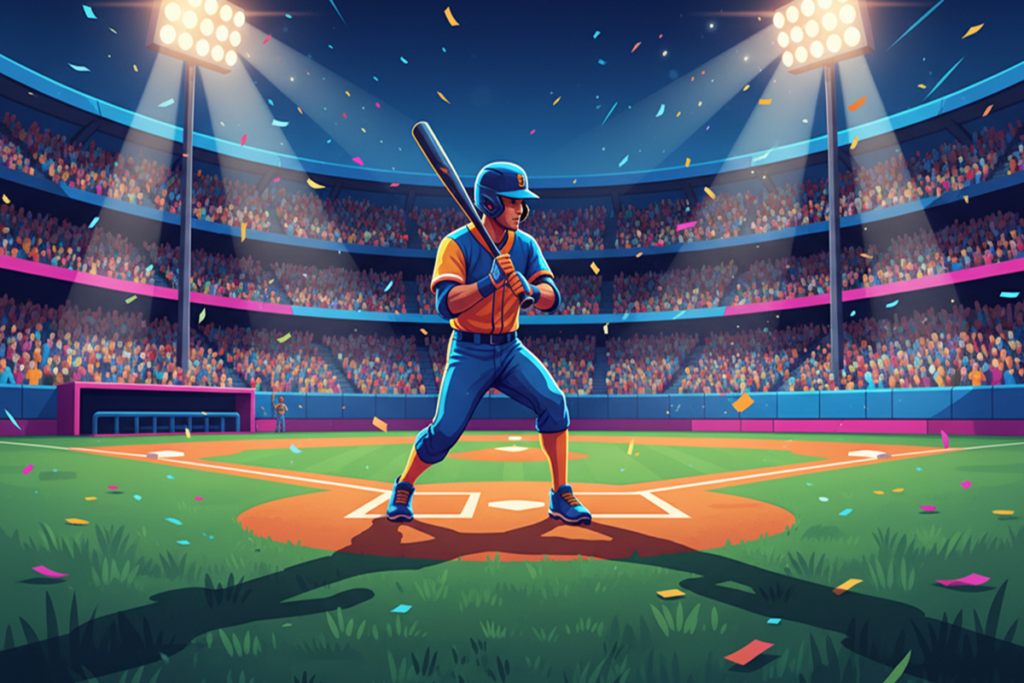 Un batteur comme dans le jeu Baseball Hits 26