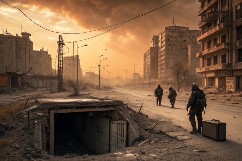 Décor postapocalyptique pour un thriller dystopique