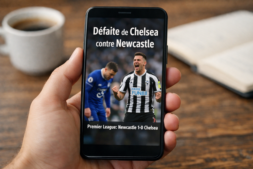 L’actualité du club de Chelsea sur un téléphone mobile
