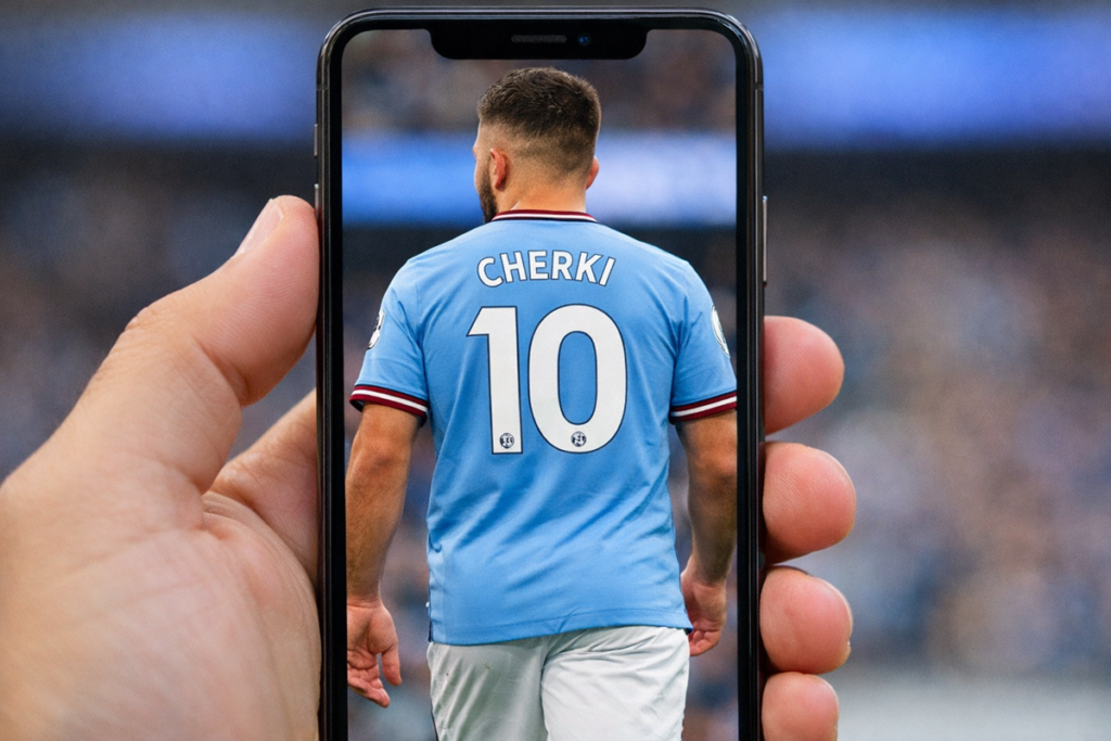 Joueur avec le maillot de Rayan Cherki
