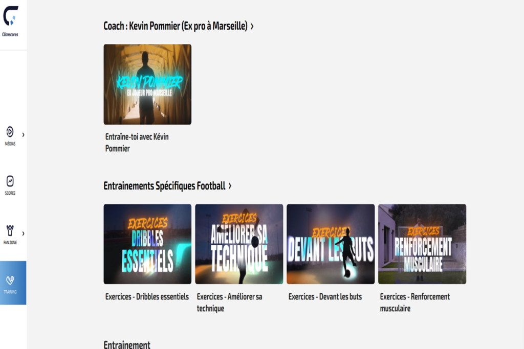 Interface de ClicnScores
