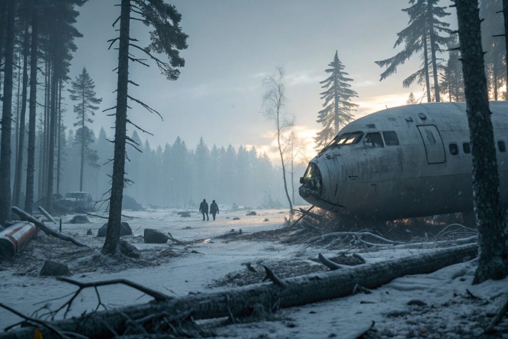 Épave d'un avion dans la taïga après un crash aérien