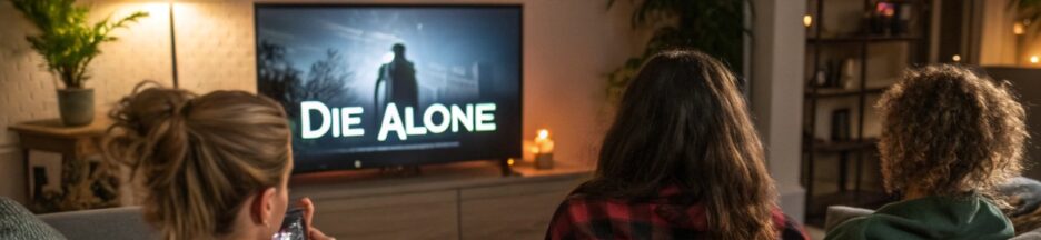 Des amis regardant le film Die Alone