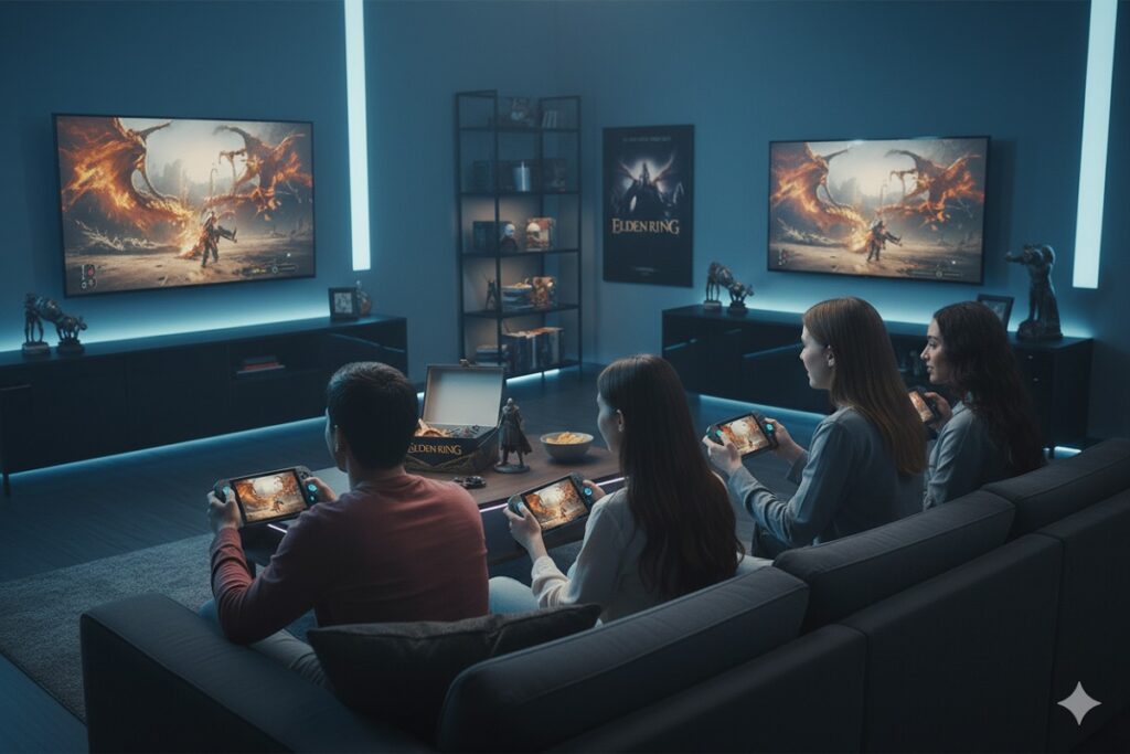 gamers profitant de la MAJ 22.0.0 de la Nintendo Switch 2