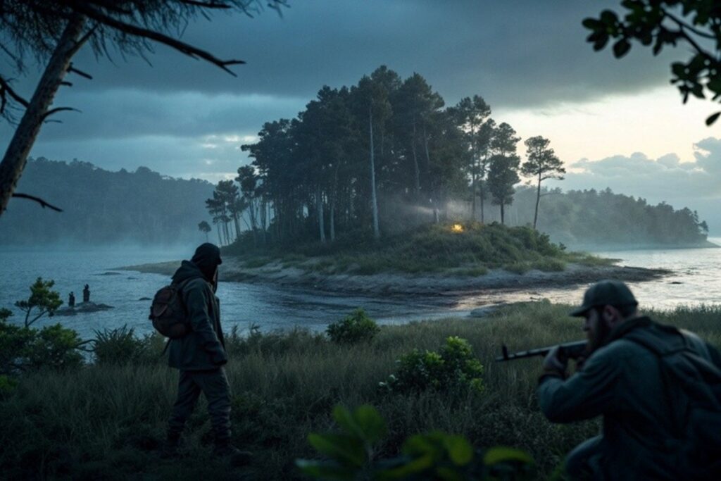 Des chasseurs sur une île isolée 
