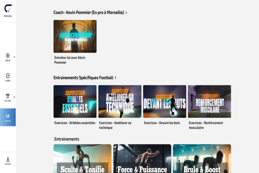 Interface de ClicnScores
