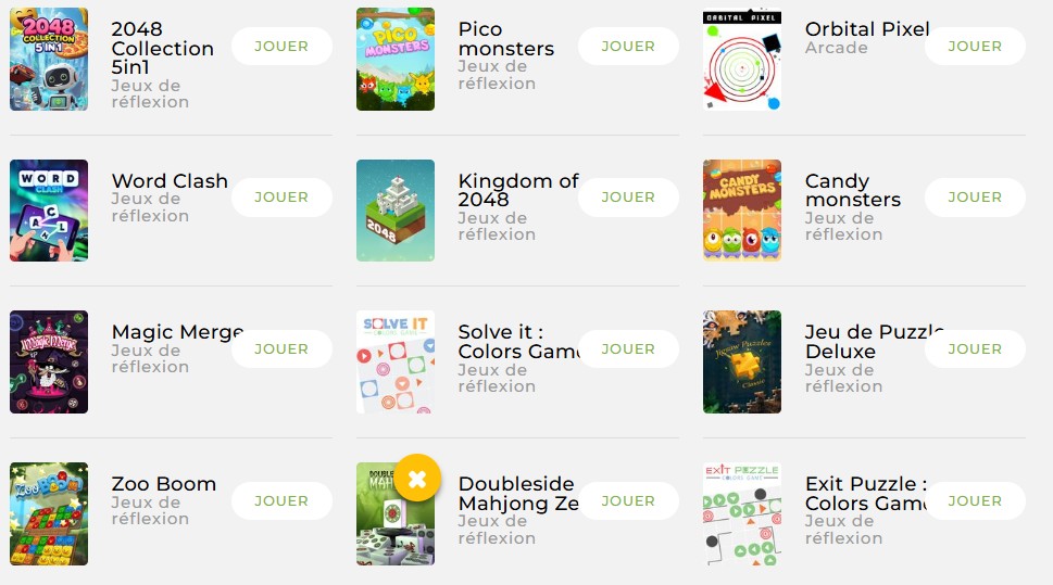 Des jeux de réflexion sur Mobijeux