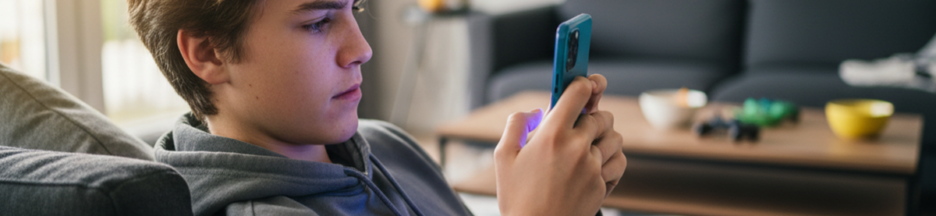 Un adolescent qui joue à des jeux pour smartphones