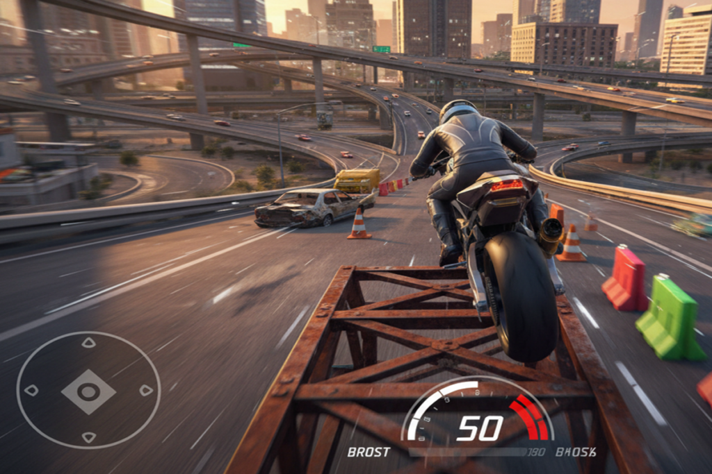 Gameplay d’un jeu avec des motos