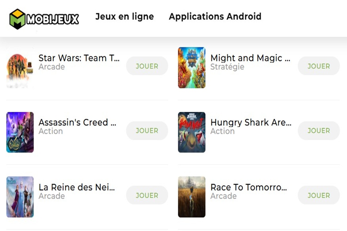 Des jeux mobiles sur Mobijeux