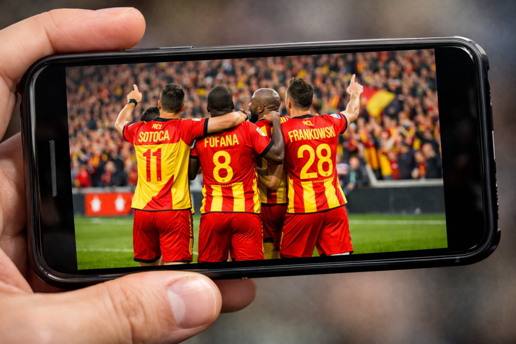 Les joueurs de Lens qui célèbrent un but
