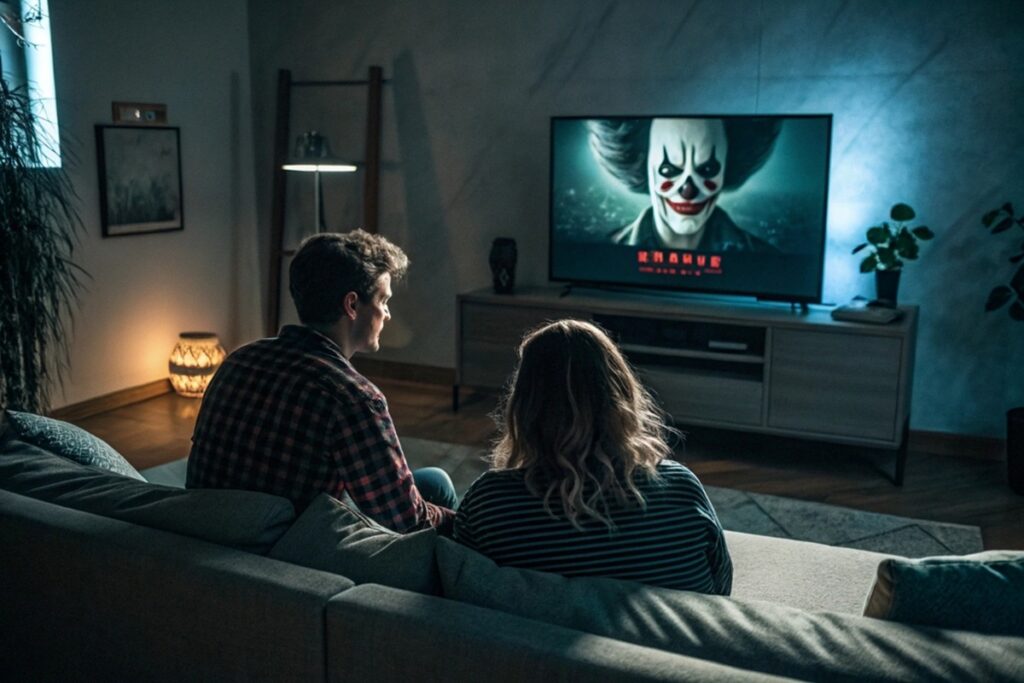 Un couple regardant un film comme La Nuit des Clowns