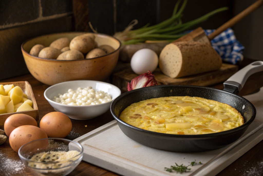 la tortilla d'Espagne en préparation