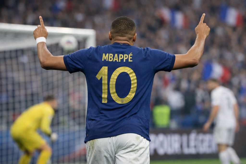 Kylian Mbappé qui célèbre un but
