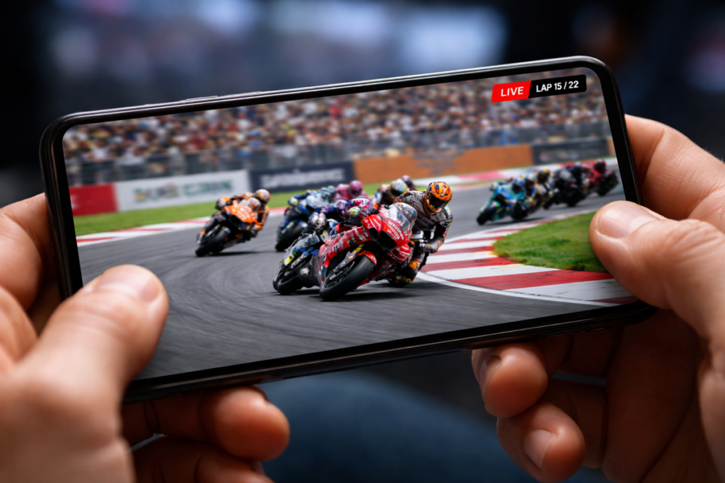 Course de MotoGP sur un smartphone
